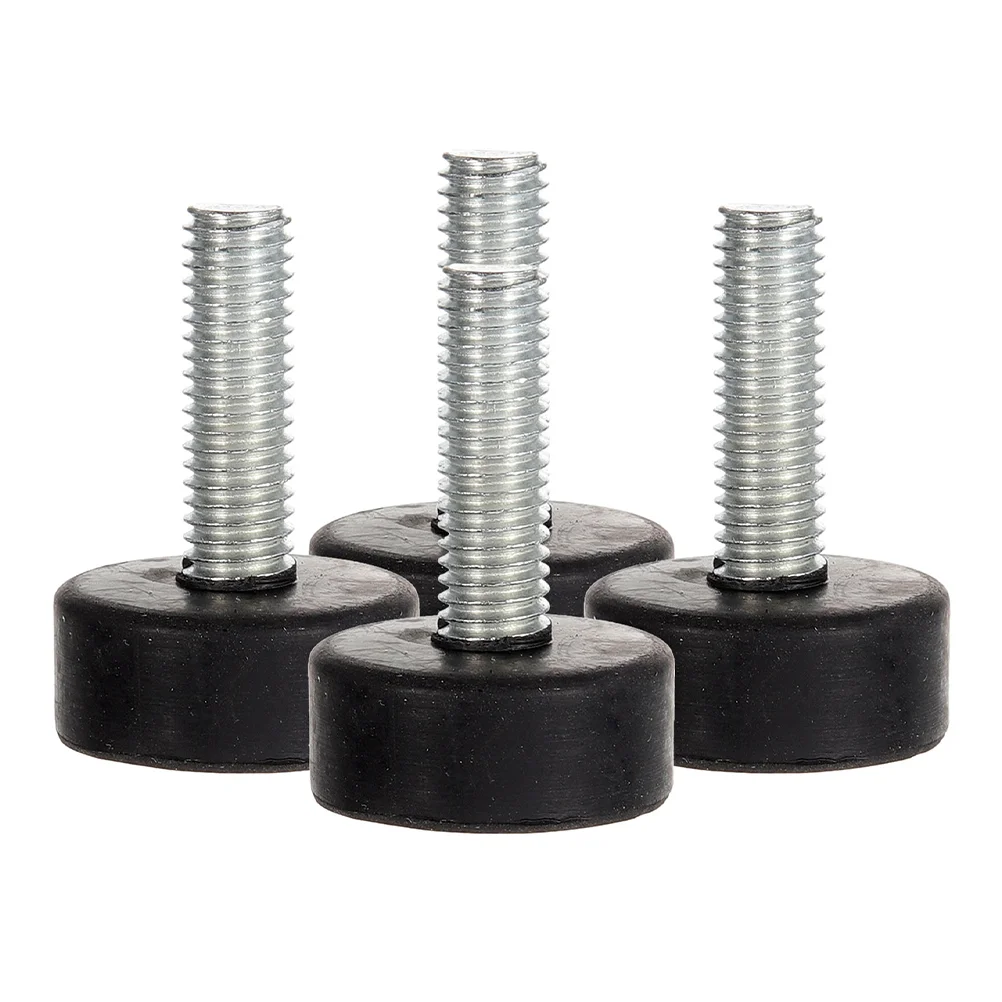 4 Pcs Table Legs Feet Screw on Adjustable for Furniture Leveling Screws Levelers Rubber Iron Anti Skid Pads