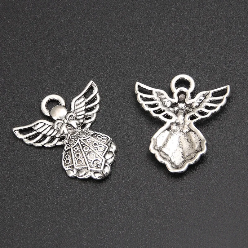 30pcs Silver Color 26x23mm Cute Love Angel Charms Cupid Pendant For DIY Handmade Metal Alloy Jewelry Making Finding Supplies