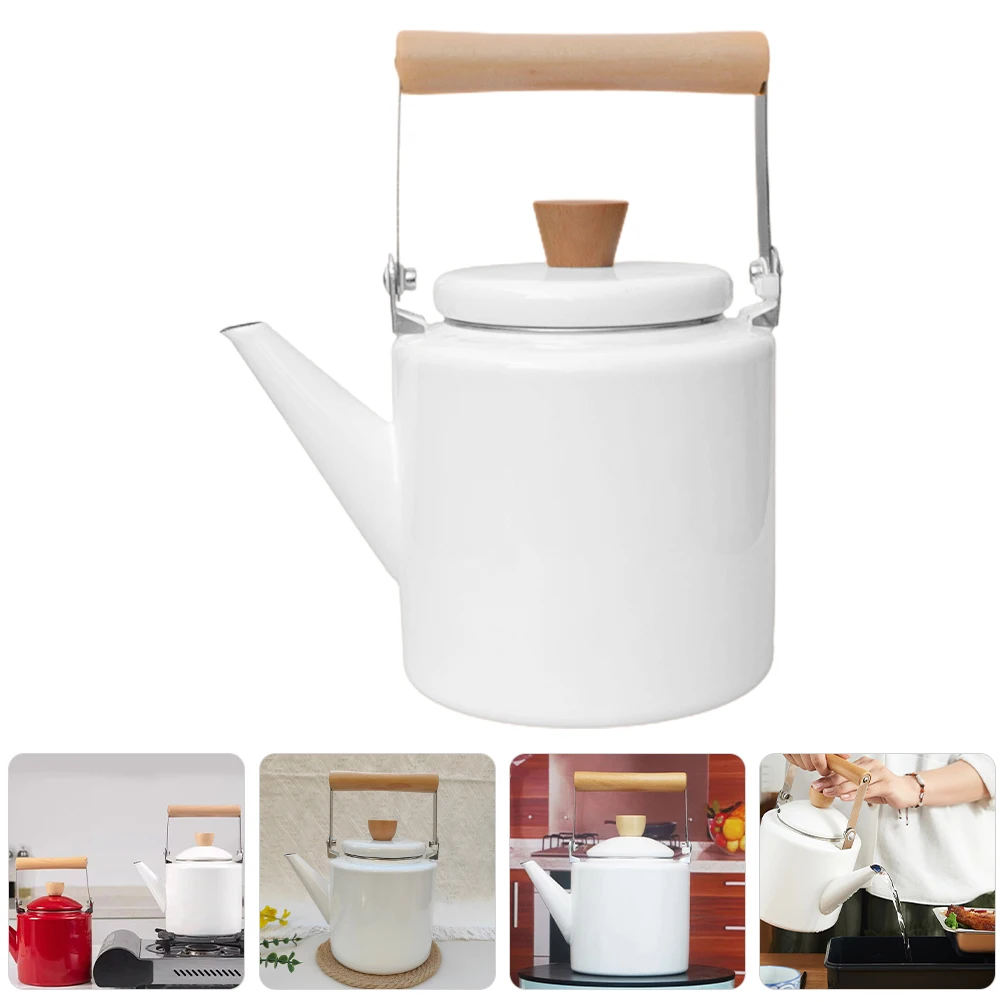 

Retro 2.4l Enamel Teapot Fast Boiling No Harmful Substances Gas Induction Cooker Compatible