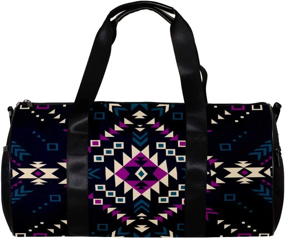 

Aztec Tribal Dark Color Sports Duffel Bag Travel Tote Carry on Weekender Gym Overnight Bag for Men & Women