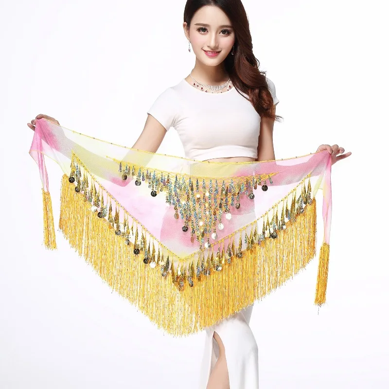 Halloween spot Indian dance clothes flash tassel waist towel belly dance hip towel waist chain Latin dance waist towel wholesal