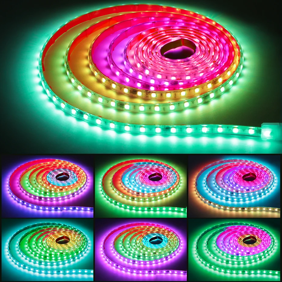 Dream Color Led Strip Light 220V RGBIC Dimmable IP67 Waterproof Rainbow Chasing Flexible Tape Bluetooth Control 30M 50M 100M