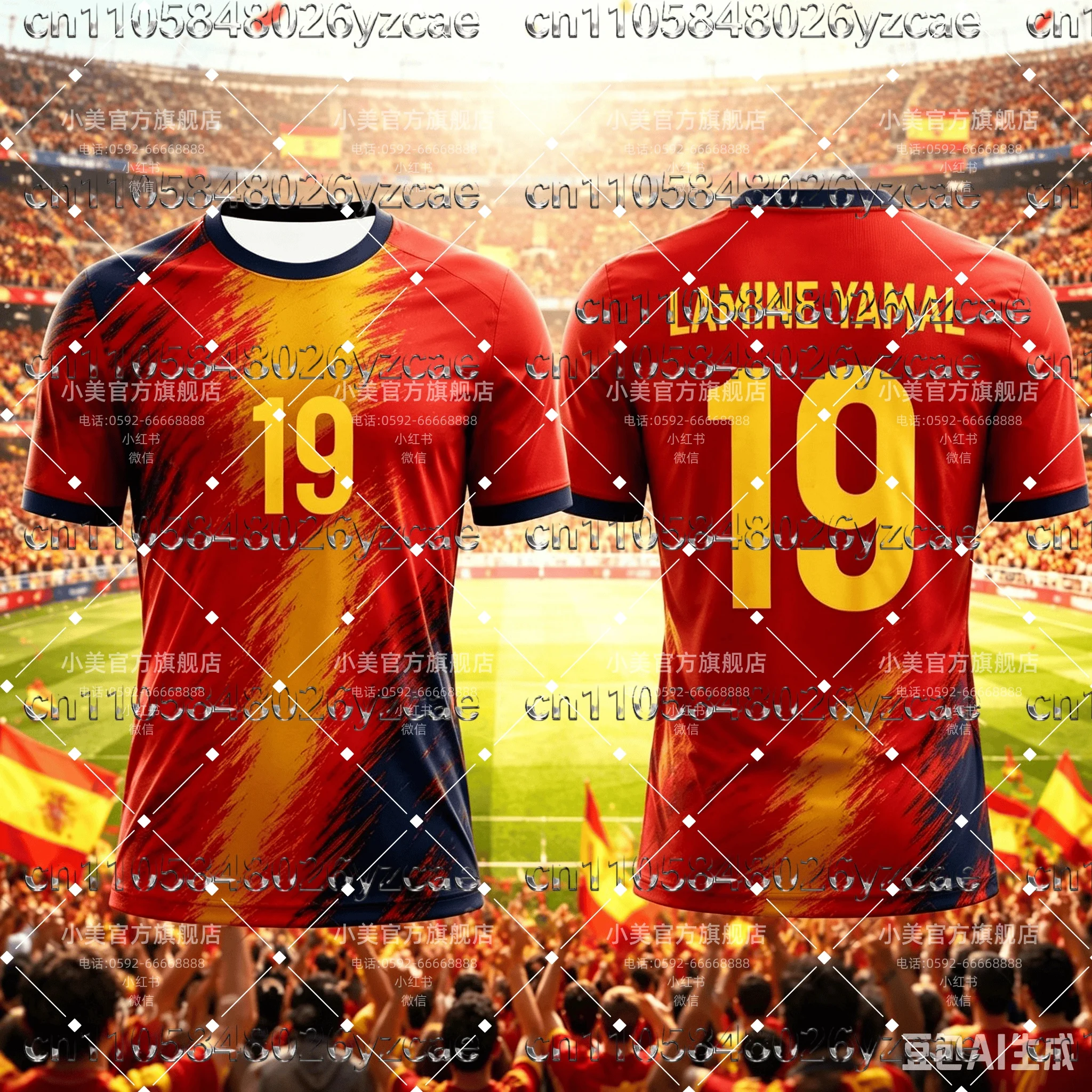 Spain Soccer Jersey Fan Edition Kids Men Women Breathable Quick Dry Football Shirt for Summer Outdoor Match Training