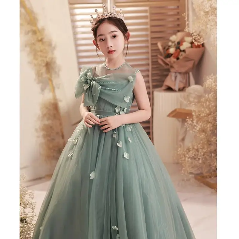 

Children's Princ Dr Birthday Girl's Wedding Evening Gown Piano Performance Costume Winter Small Flower Girl Skirt