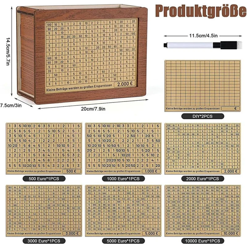 Durable Money Box With Reusable Small Financial Management Non-Toxic Wood Wooden Money Box Box With Saving Odorless Durable A