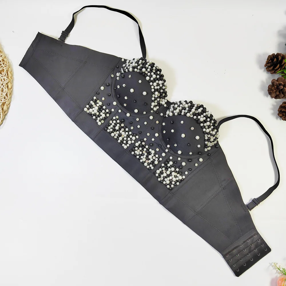 Luxurious Pearl-Studded Crop Top For Women - Flattering And Figure-Hugging Design - New Fashionable Stage Performance Costume