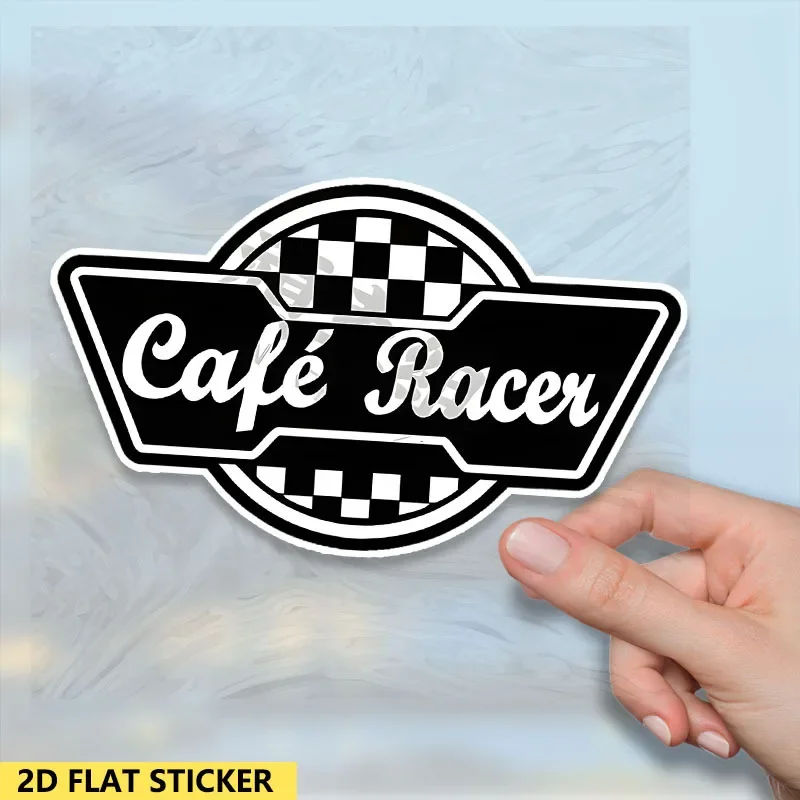 Checkerboard Flag Cafe Racer Vinyl Sticker, Waterproof Decal for Car Motorcycle Helmet DIY Personalized Styling Decor