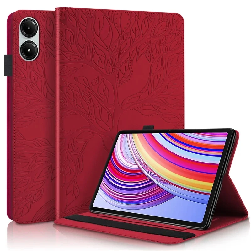 For Xiaomi Redmi Pad Pro Poco Pad 12.1 Tablet Cover Tree Imprinted Wallet Stand Case Funda For POCO Pad Tablet Case 2024