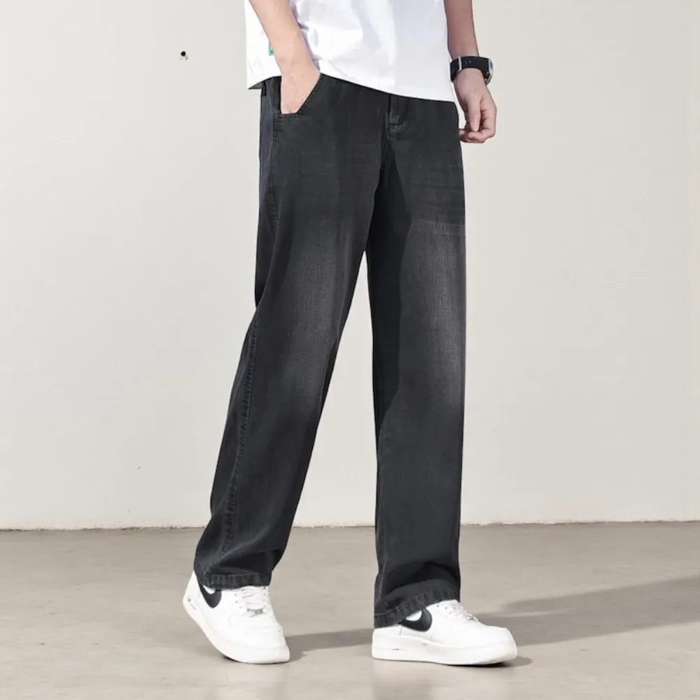 بنطال جينز رجالي نحيف من قماش الدنيم كاجوال قابل للتمدد، ملابس الشارع الشهير، هدية عصرية له