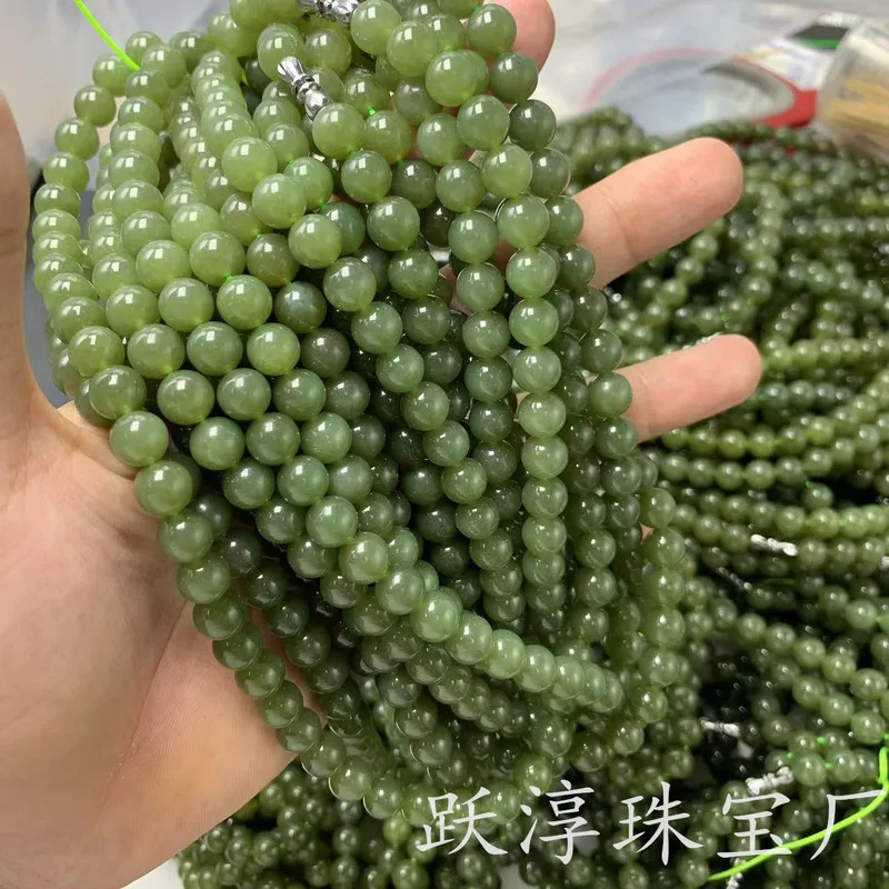 Hetian Jade Green-Yellow 8Mm Mother Chain, Top-Quality Fashion Versatile Item