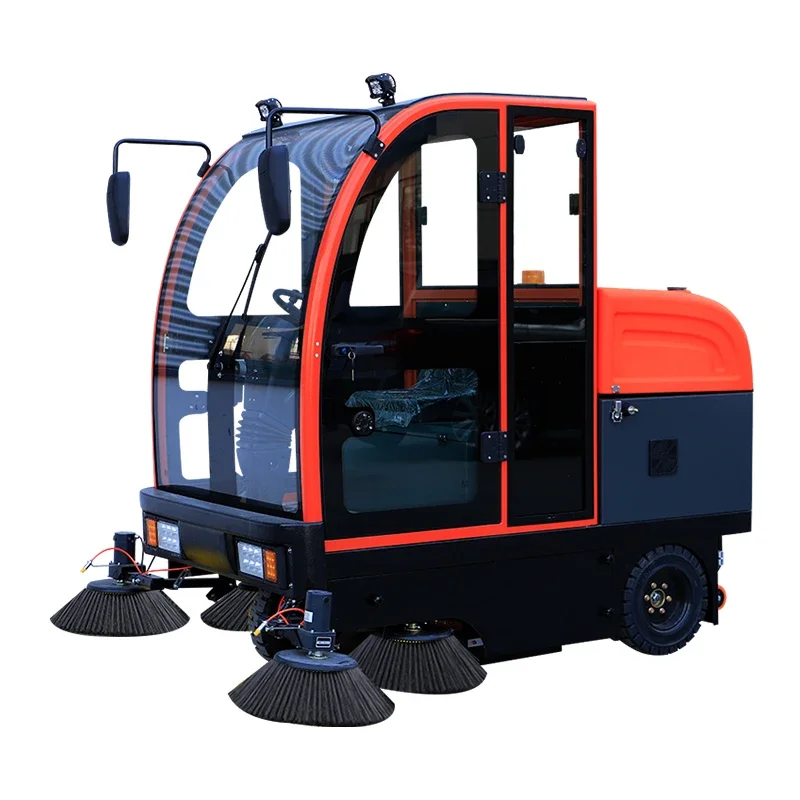 Fully enclosed drive-by sweeper, electric outdoor road sweeper in Square Park Scenic Area