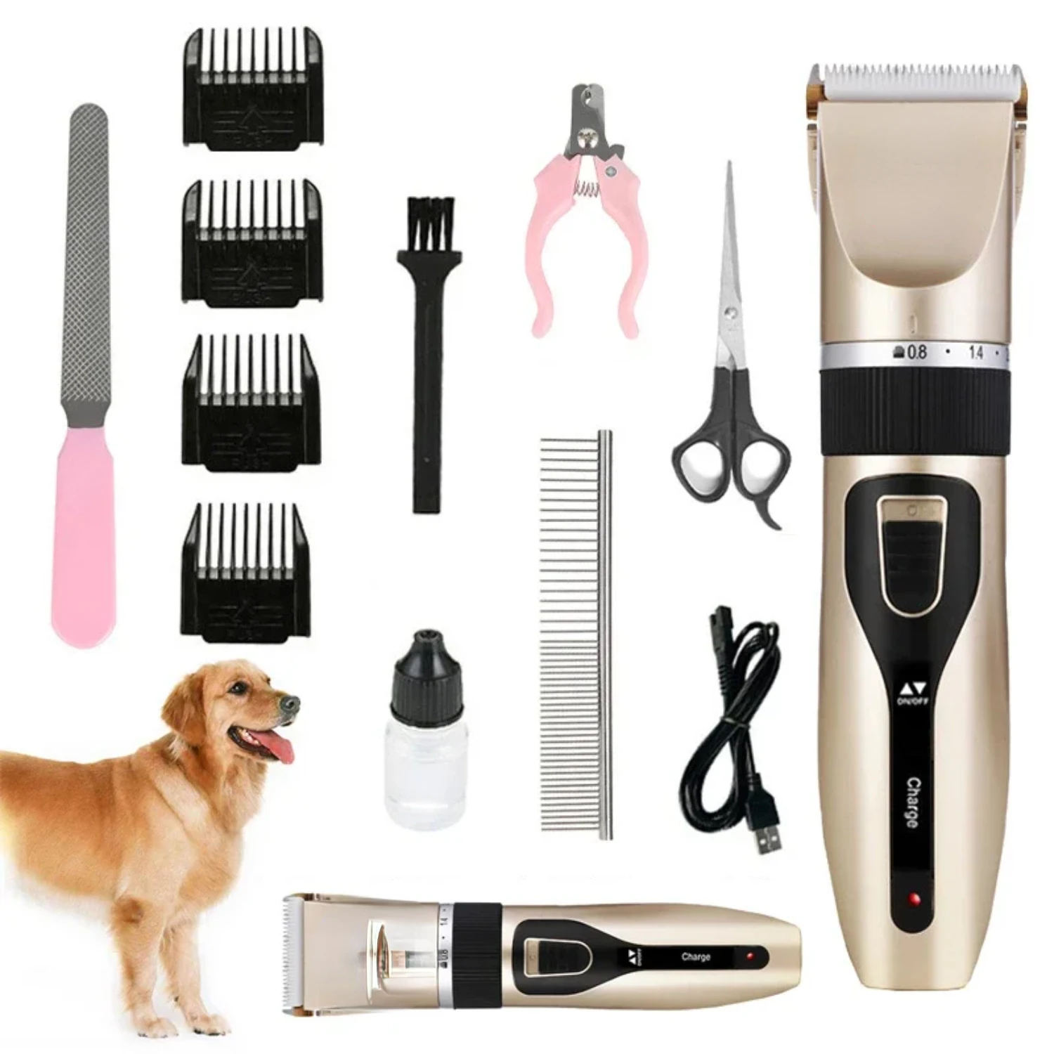 High-Quality Professional Cordless Grooming Set for Cats and Dogs - Top-notch Rechargeable Precision Haircut Trimmer Shaver with