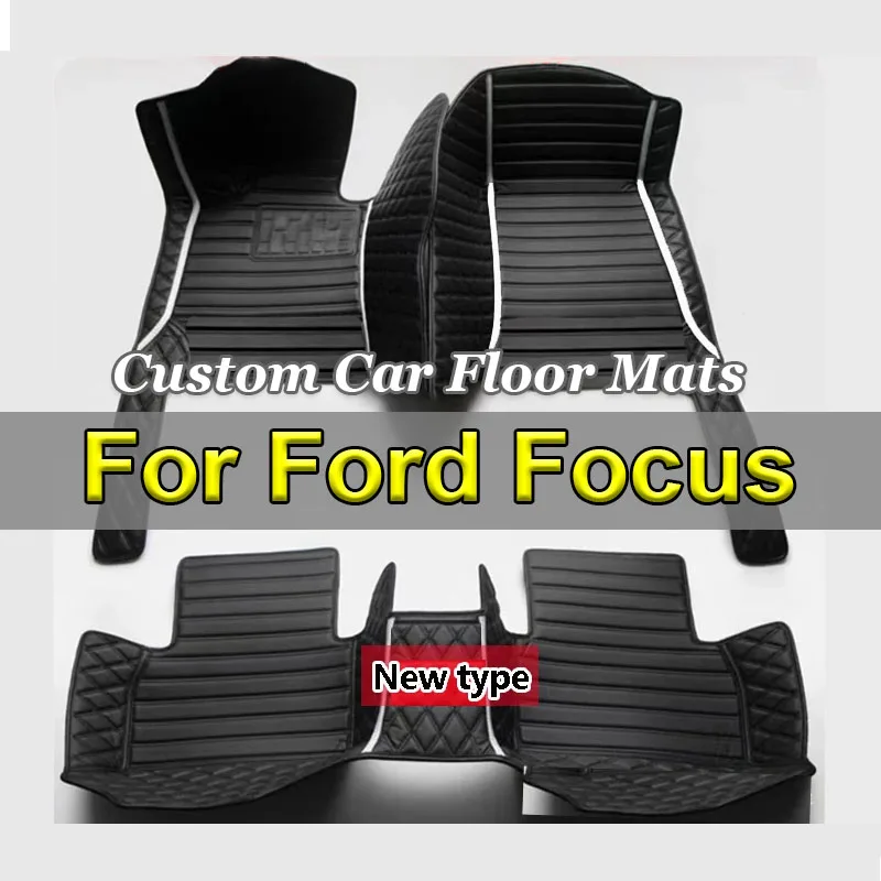 Custom Leather Car Floor Mat For Ford Focus 2006 2007 2008 2009 2010 Interior Details Auto Carpet Rugs Foot Pads Accessories