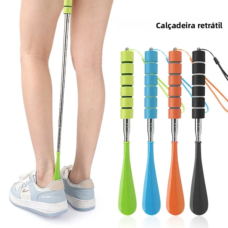Novos Calçadores Longos e Elásticos de Metal, 30cm-71cm, para Mulheres Grávidas e Idosos, Espátula para Calçar Sapatos, 1 Peça