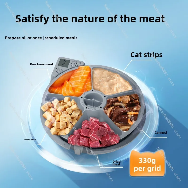 Timed Automatic Meal Feeder, Cat and Dog Wet Food, Cat Canned Raw Bone and Meat Preservation Pet Bowl