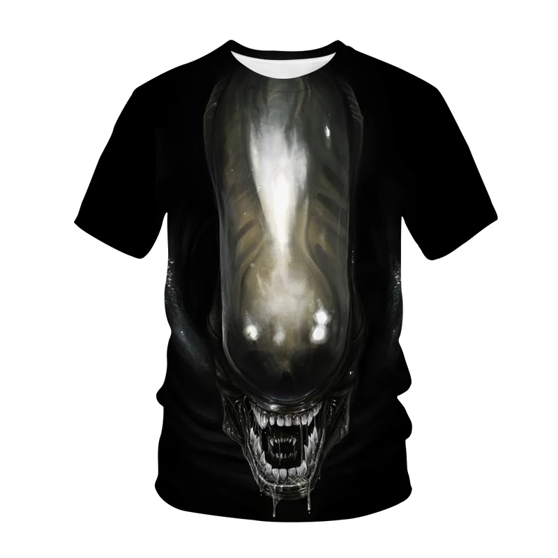 MINISO Summer Alien T-Shirts Horror Movie 3D Print Streetwear Men Women Casual Fashion Oversized T Shirt Kids Tees Tops Clothing
