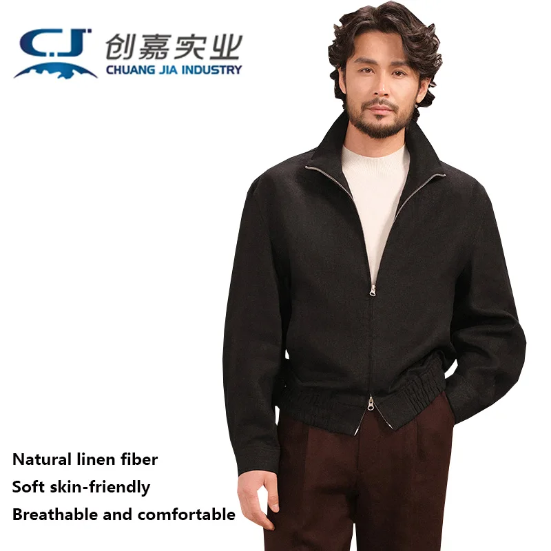 

Высококачественная мужская куртка из натурального чистого льна в стиле ретро и элегантного стиля, подходит для городского делового ношения и удобного ношения.