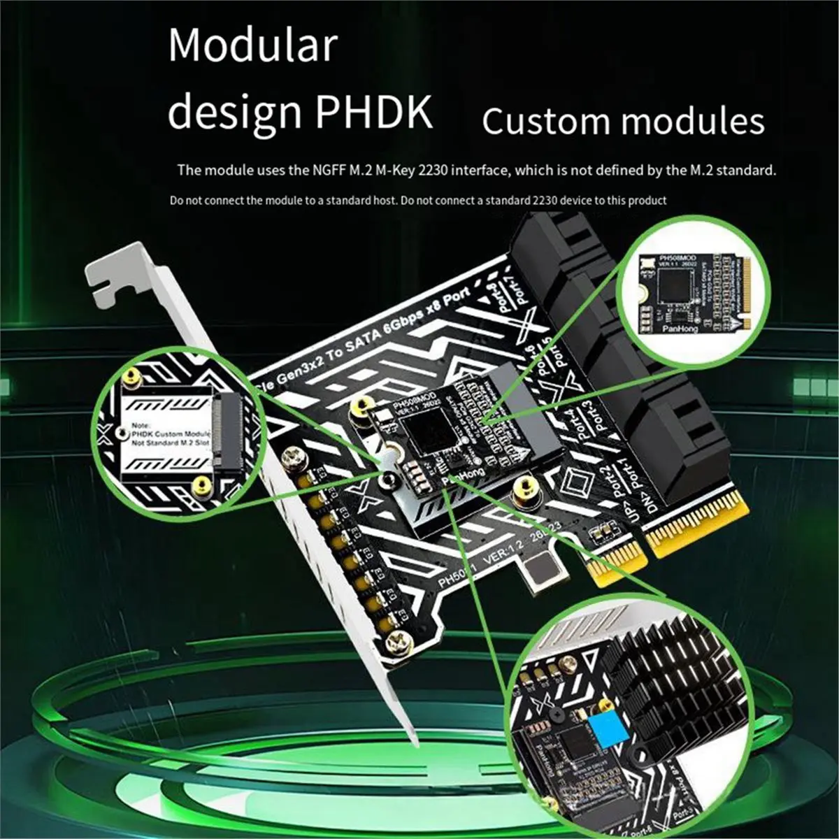 For NAS PCIe 3.0 to 8-Port SATA Adapter Expansion Card 6Gbps for FlyNAS ESXi Linux PCIE SATA Riser Card
