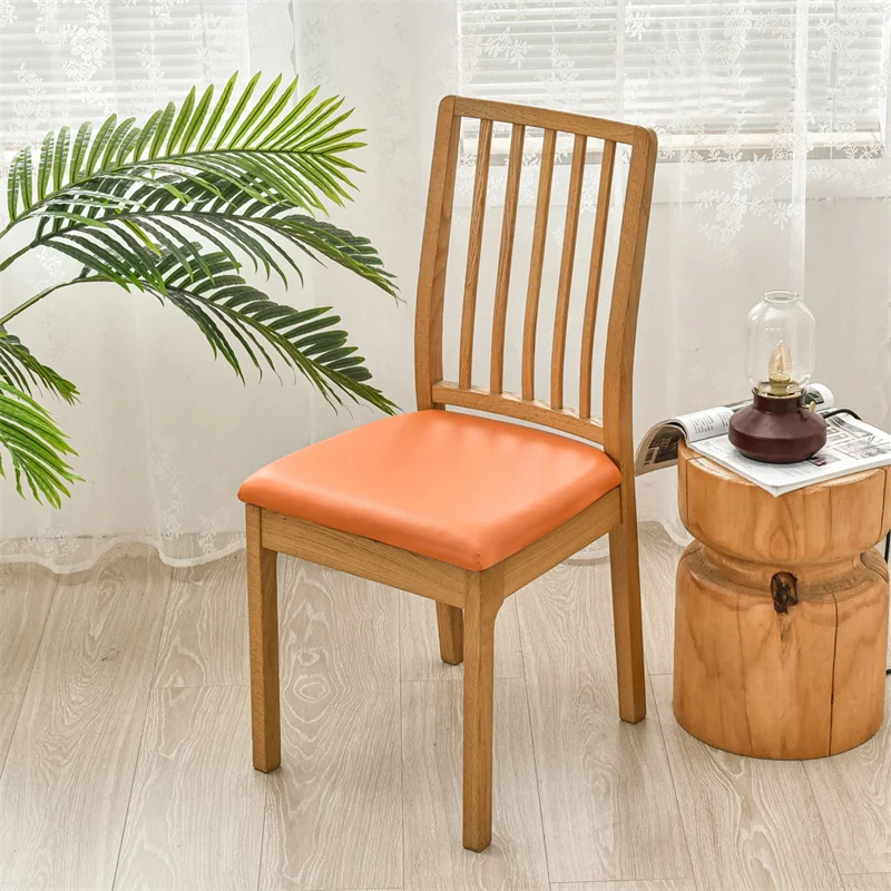 Wasserdichter Stuhlkissenbezug für Küche, Esszimmer, Ledersitzbezug, Esszimmerstuhl-Sitzkissenbezug, einfarbig – Detail 33