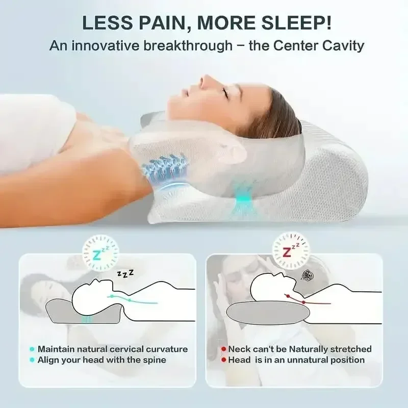 New Contour Memory Foam Cervical Pillow Ergonomic Orthopedic Neck Pain Pillow for Side Back Stomach Sleeper Remedial Pillows