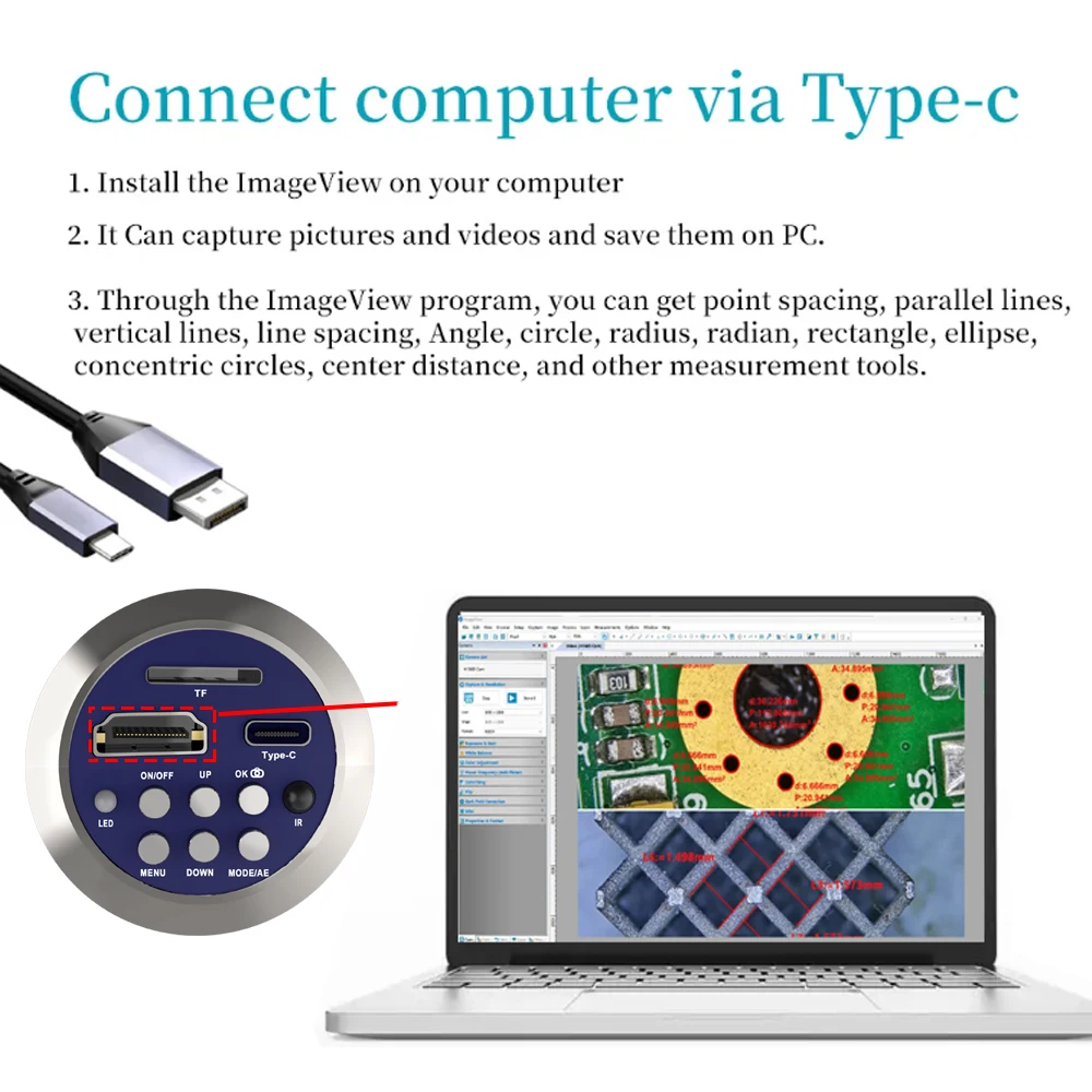 YIZHAN 4K UHD Digital Electronic Microscope For Soldering, USB HDMI imx415 Senor Industrial Camera, 180x Parfocal Lens