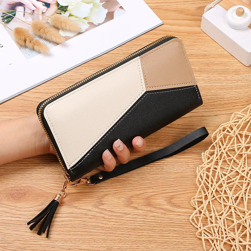 Women's Long Wallet Mobile Phone Bag Fashionable Coin Purse Card Holder Simple Fashion Versatile Zipper  PVC Leather Billfold .