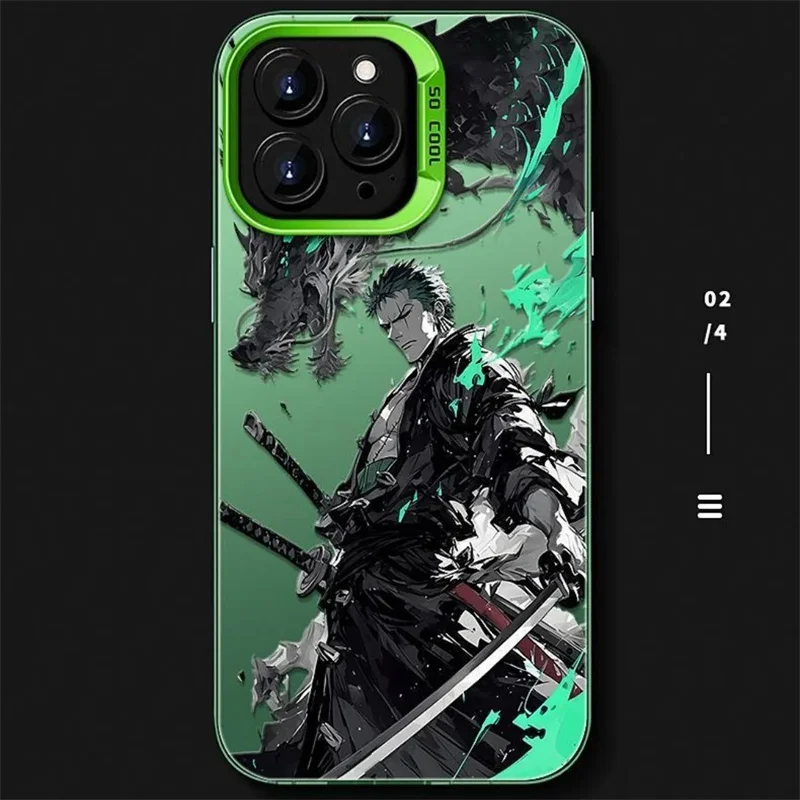 Japan Anime Roronoa Zoro Phone Case for iPhone 11 12 13 14 15 16 17 Pro Max Plus Air 17ProMax 3D One Piece Gear 5 Aurora Cover
