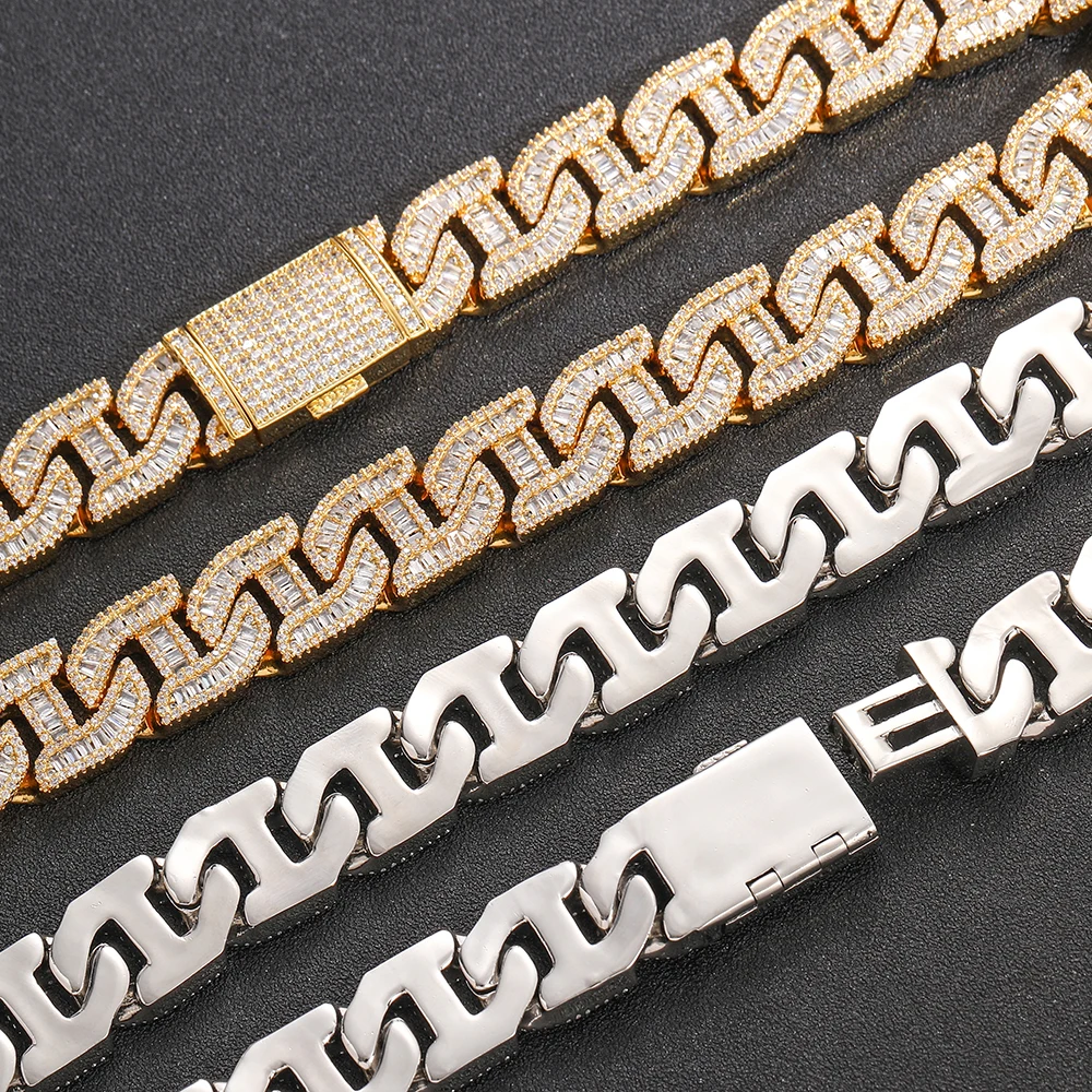 Luxury Gold Plating Hip Hop Iced Out Brass with Full Diamonds 16mm Cuban Chain Necklace Men's Diamonds Jewelry Necklace
