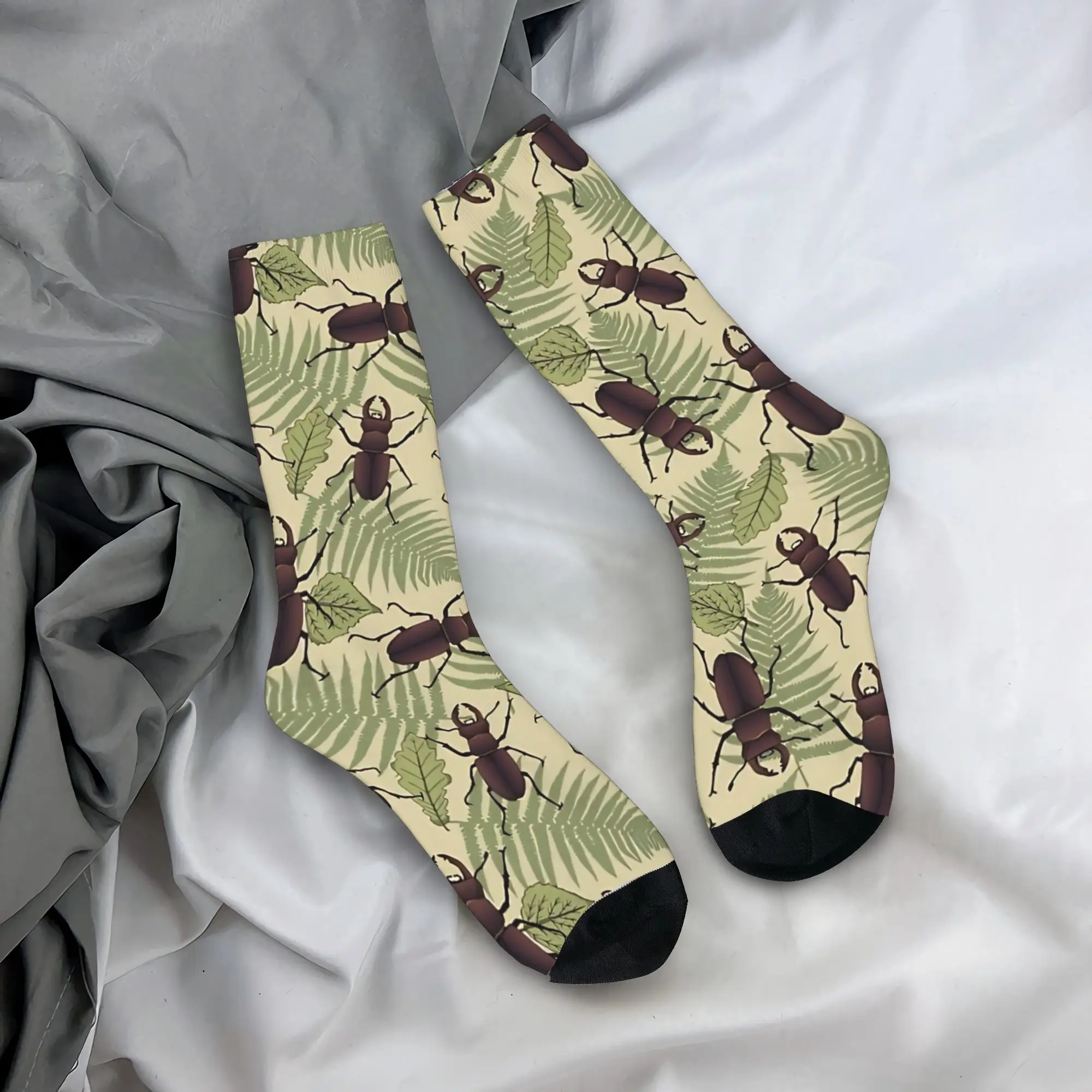 

Stag Beetle Nature Pattern Socks Winter Insects Stockings Couple Soft Breathable Socks Custom Outdoor Sports Non-Slip Socks