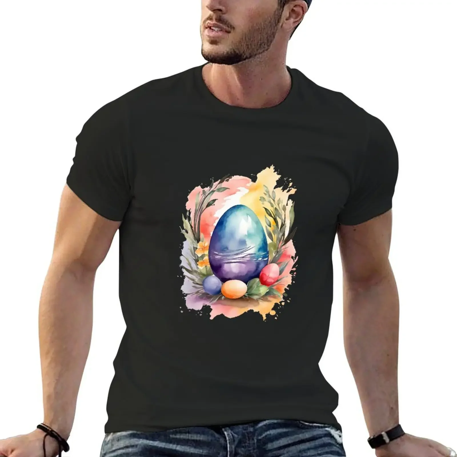 Easter with colorful eggs T-Shirt animal prinfor boys hippie clothes custom t shirt plain black t shirts men