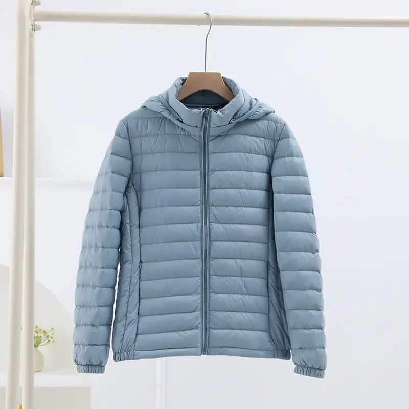 Autumn Winter Women Hat Detachable Hooded Down Coat Parkas Ultra Light Thin White Duck Down Jacket Female Bigsize Puffer Outwear