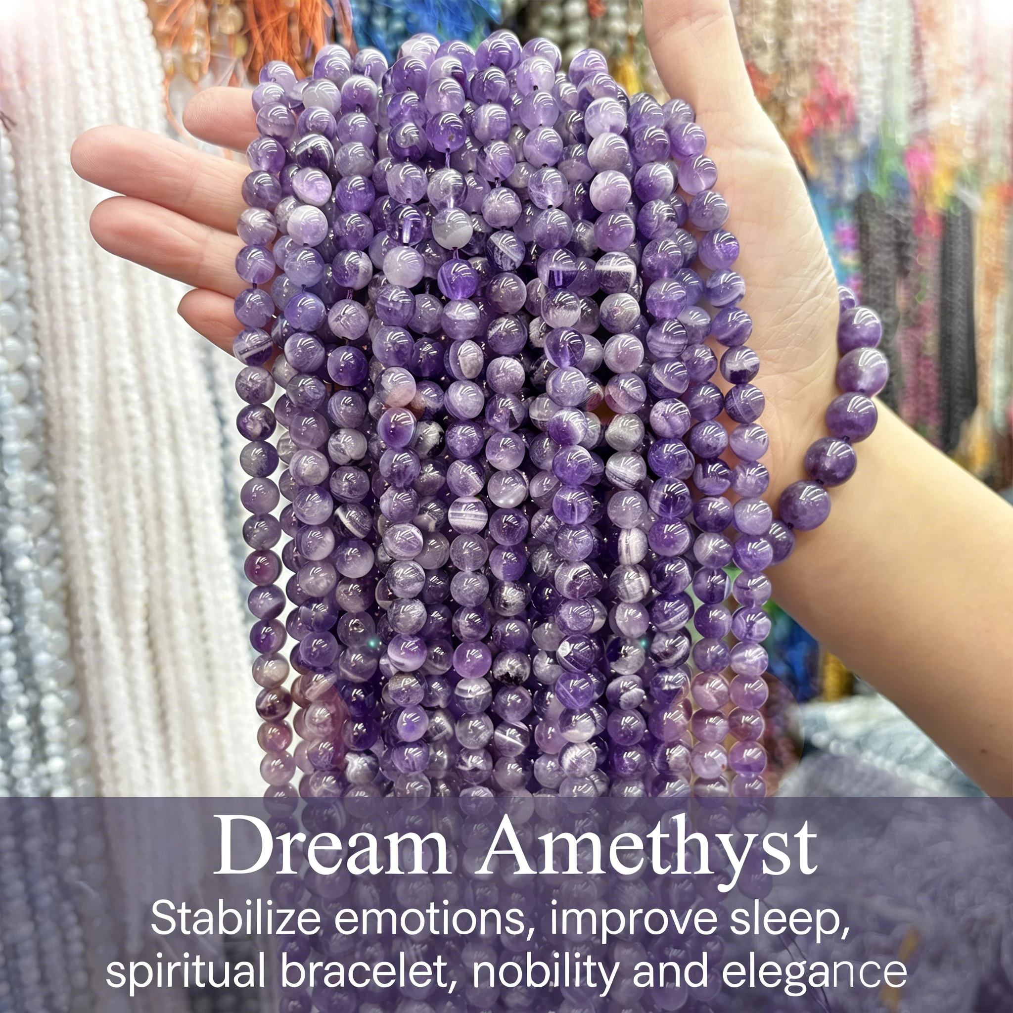 Natural Amethyst Beads 4mm 6mm 8mm 10mm Round Loose Gemstone Beads for Jewelry Making DIY Bracelet Necklace Supplies Accessories