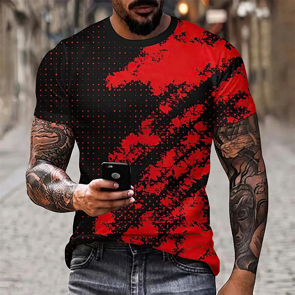 New Summer Fashion Men\'s 3D Printing Graffiti Pattern Loose T-Shirt Street Trendy Casual Short-Sleeved Oversized Male Clothing