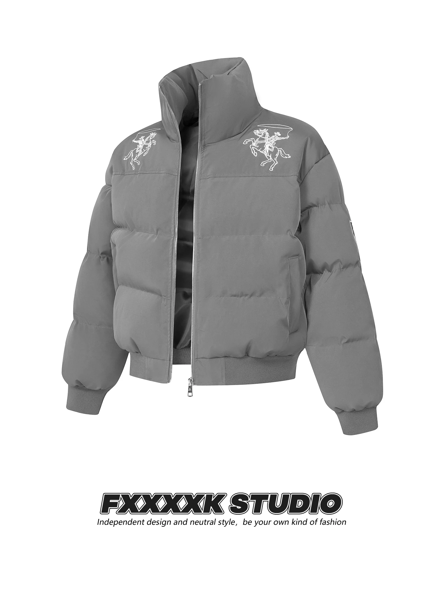 

Утепленная хлопковая куртка с вышивкой, воротником-стойкой, зимнее пальто для мужчин и женщин, теплая, оригинальный американский бренд...