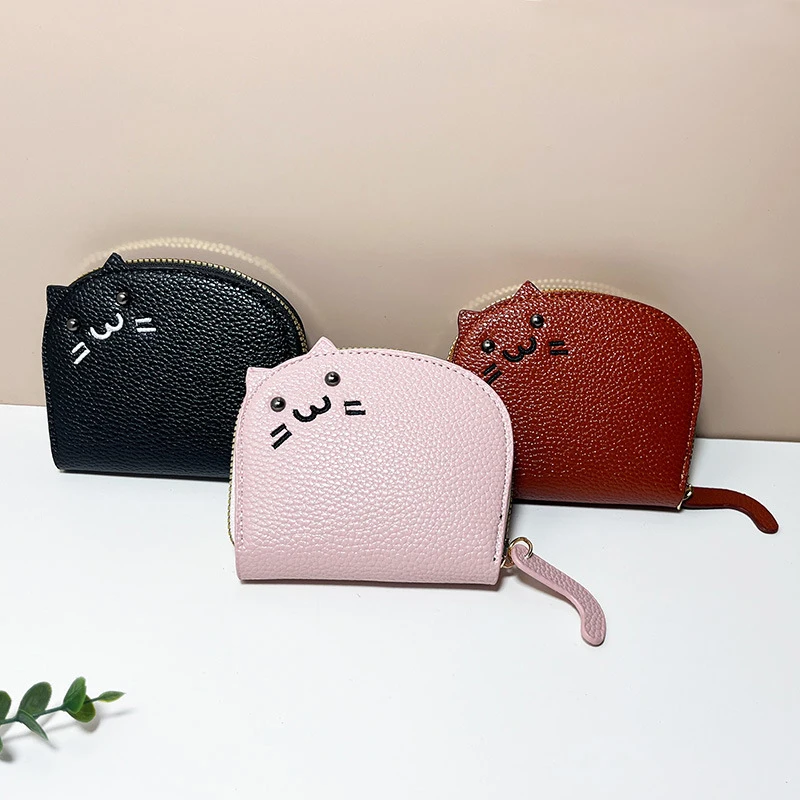 2024 New Women Cute Cat Wallet Small Zipper Girl Wallet Brand Designed Pu Leather Women Coin Purse Female Card Holder Wallet