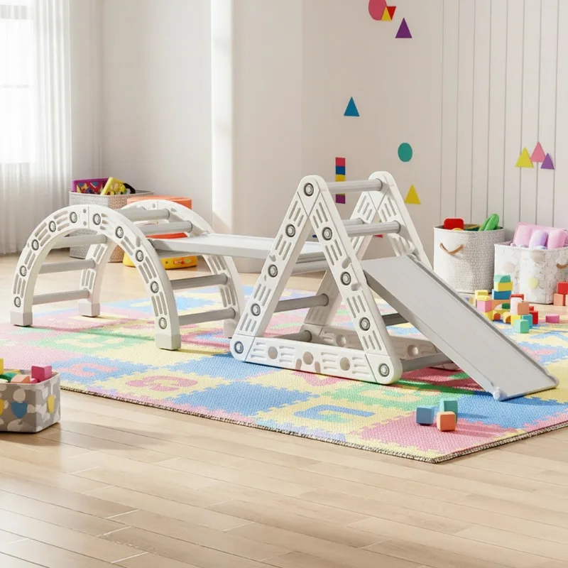 Factory popular plastic indoor playground climbing tripod set children's multi-functional slide toy custom color mini 0-6 years