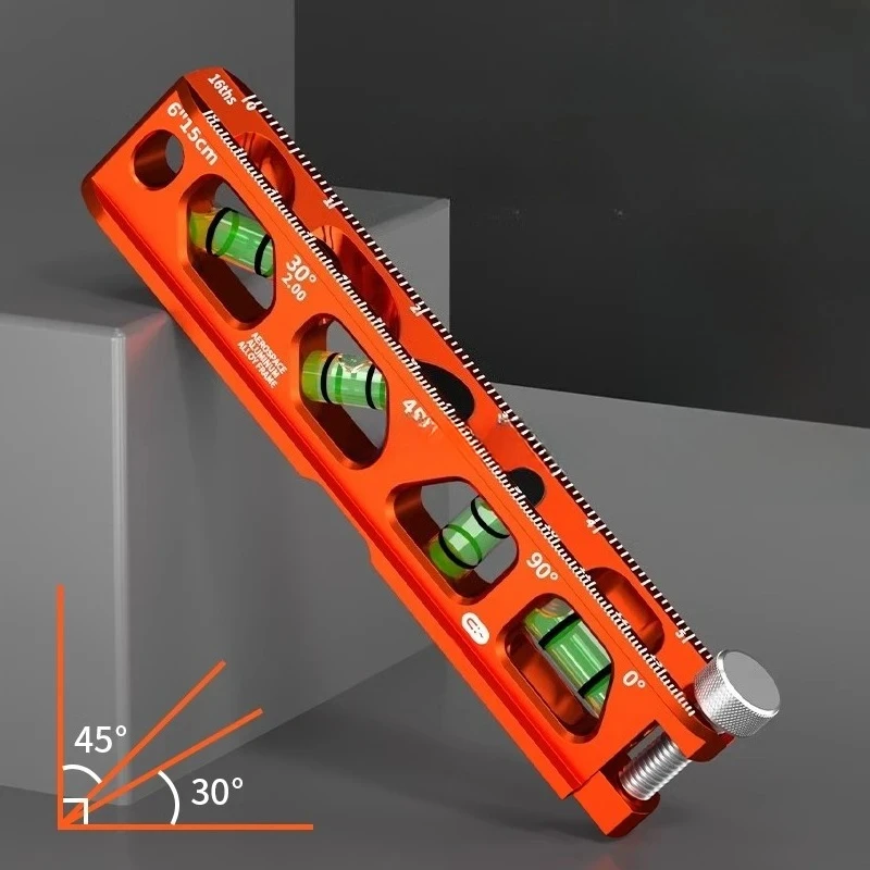 High-precision Strong Magnetism Bubble Level Solid Cast Aluminum Construction Spirit Level V-Groove & Magnet Track Angle Finder
