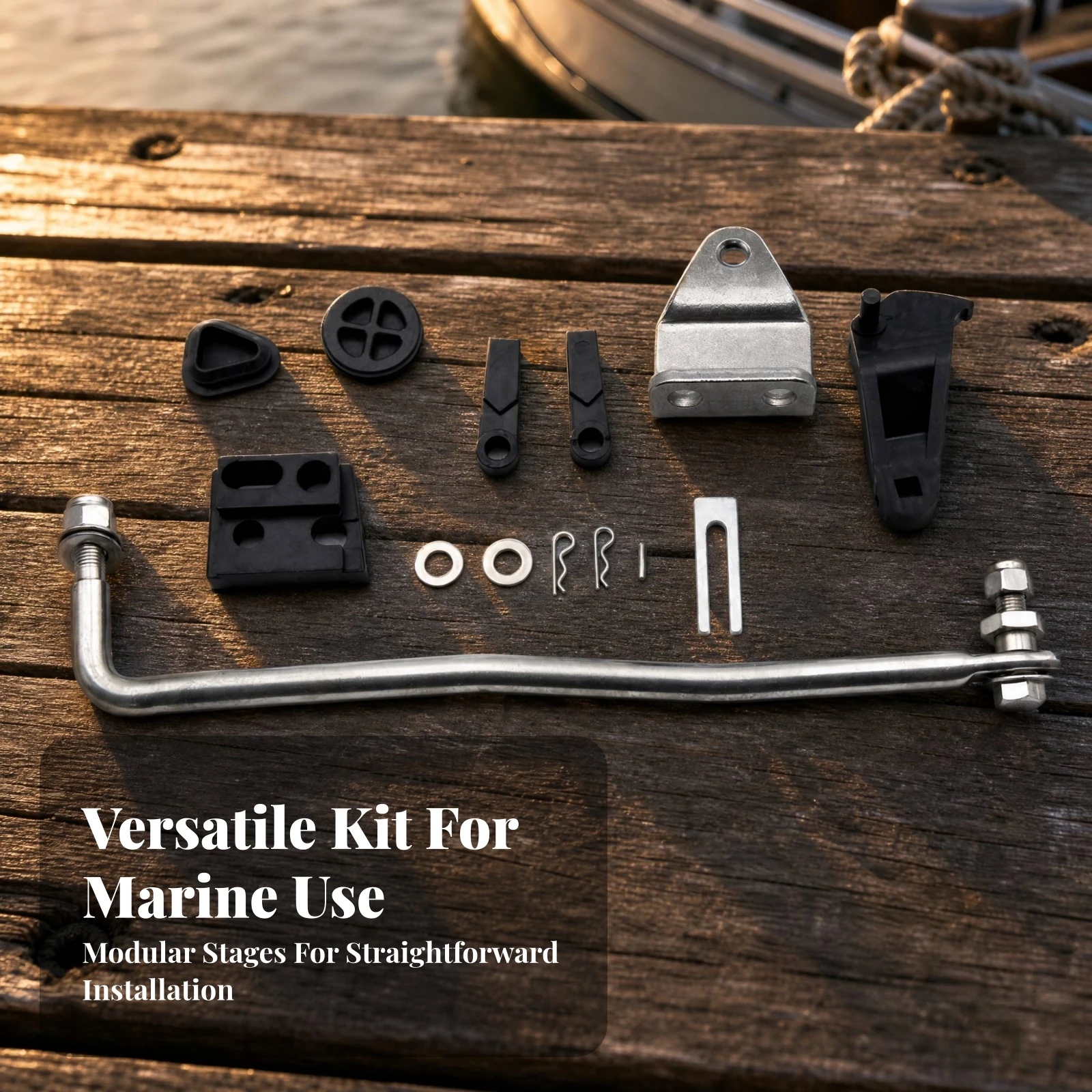 Outboard Motor Steering Conversion Kit with Mounting Brackets for Yamaha Two Stroke Front Mechanical Control Upgrade