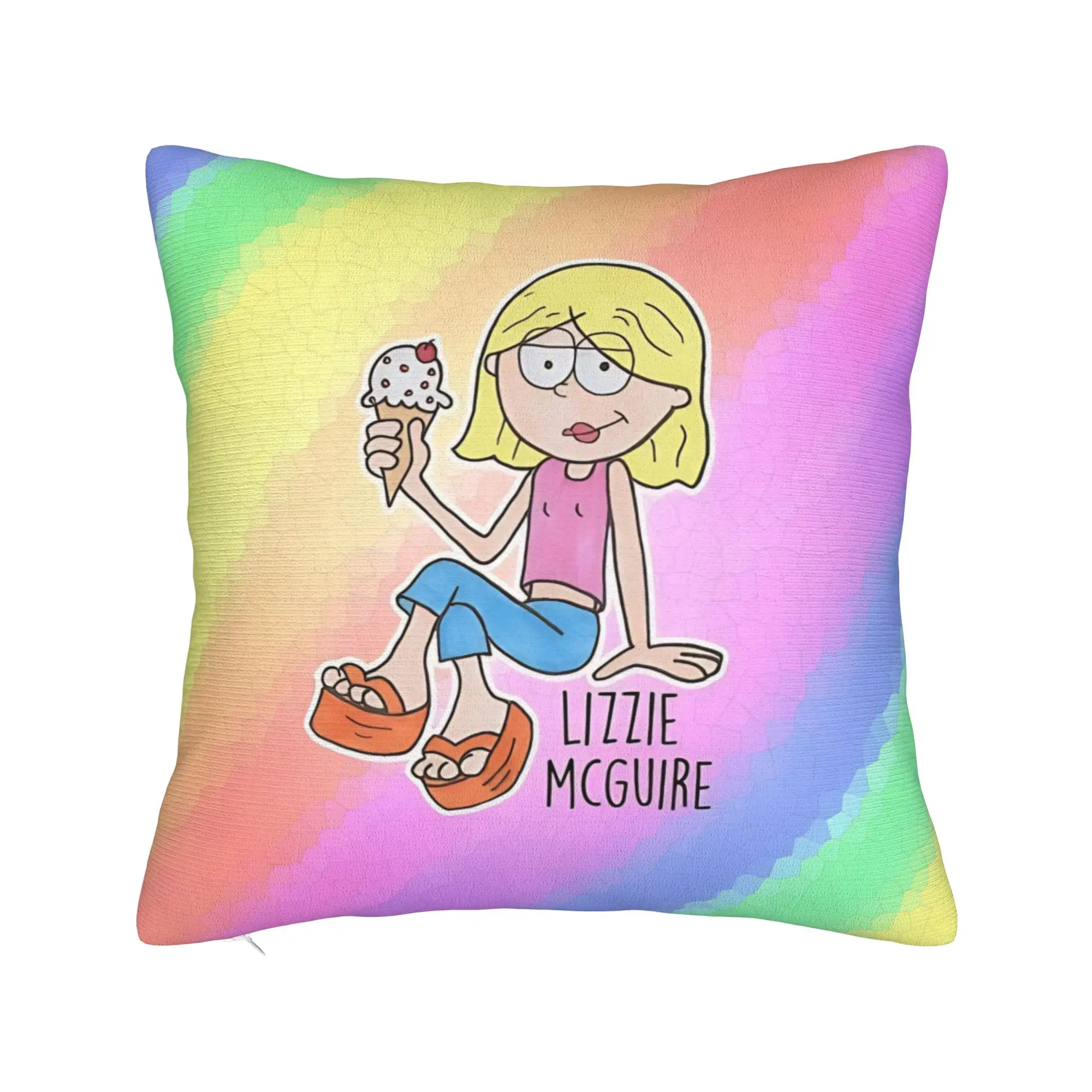 Lizzies Cartoon McGuires Pillowcase Polyester Cushion Cover Gift Rainbow Pillow Case Cover Bed Square 40*40cm