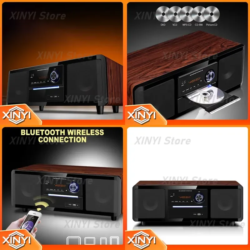 for Desktop Integrated DVD CD Player Combo Stereo Bluetooth Bedroom Radio Speaker Connectable Microphone