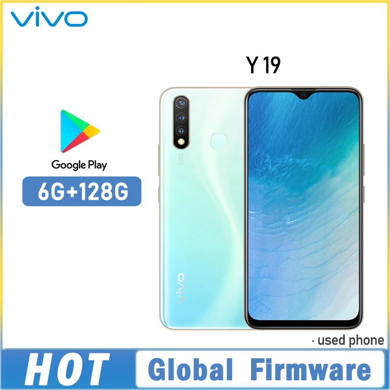 Global firmware VIVO Y19 Smartphone 4G LTE 6GB 128GB MTK6765 Octa Core 13.0MP Fingerprint 5000mAh 1y9 Used Phone