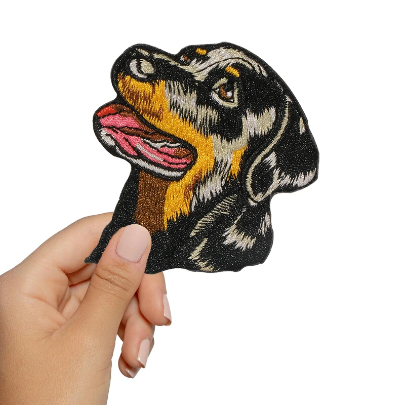 1pc rottweiler cão bordado remendo dos desenhos animados animal emblema diy presente ferro em costurar em remendos para roupas boné saco jaqueta chapéu de caminhoneiro