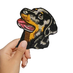1PC Rottweiler Dog Embroidered Patch Cartoon Animal Badge DIY Gift Iron On Sew On Patches For Clothes Cap Bag Jacket Trucker Hat