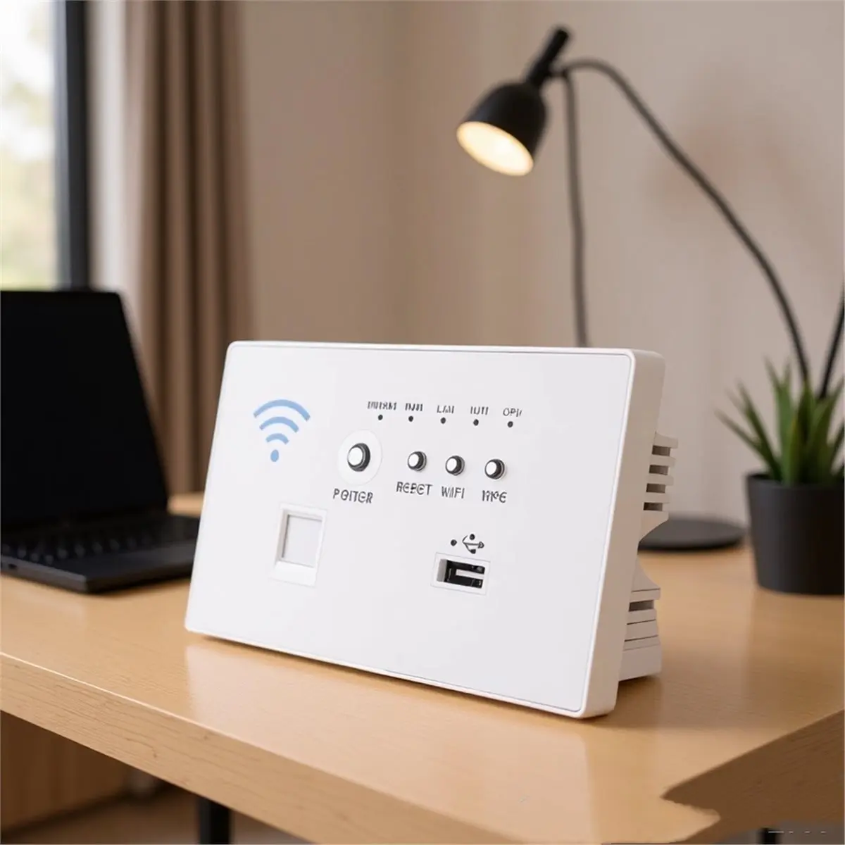 B21B 86-Type Wall-Mounted Router, Home AP Wireless WiFi with USB Smart Socket, Recessed Panel 220V Black