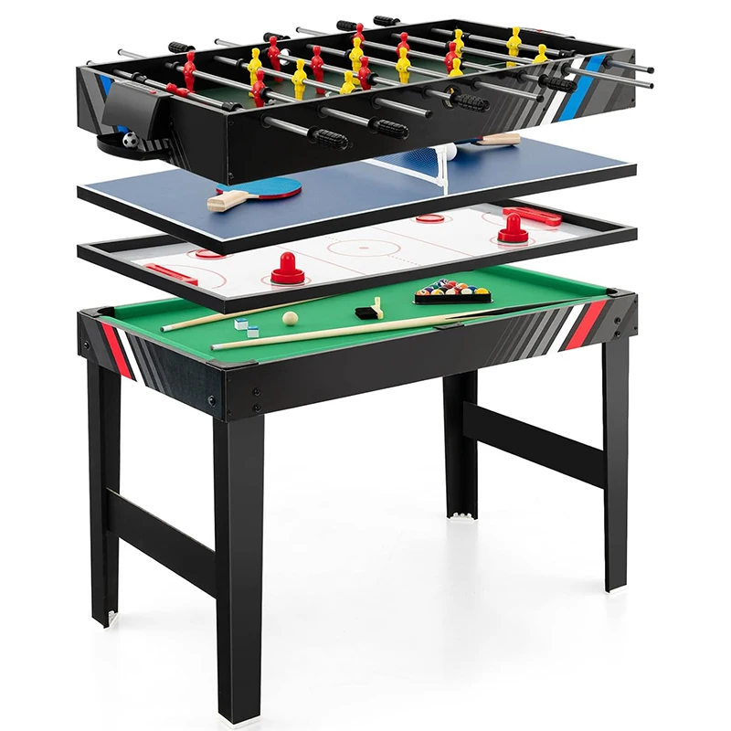 

4 in 1 Multi Game Table, 49" Combo Game Table with Foosball Table, Pool Billiards, Air Hockey Table Tennis for Kids Adults