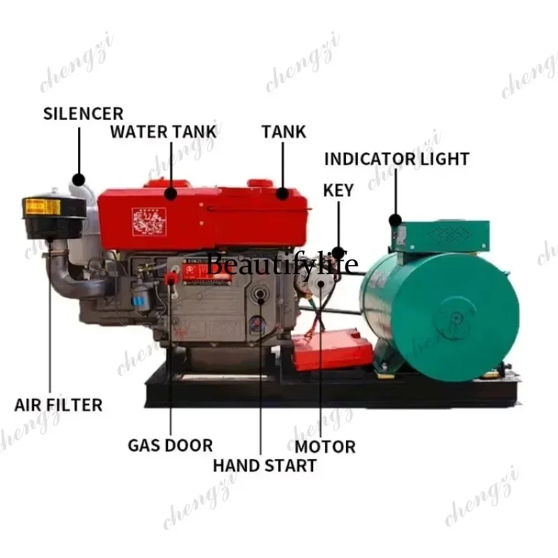 

K182 3KW 8KW 15KW 20KW 24KW Brush Type Diesel Generator Single Phase 220V 380V Industrial Farm Workshop Power Equipment Motor