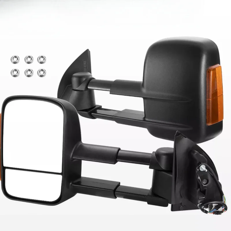 High Quality 1 Year Warranty ABS Electric Extendable Towing Side Mirrors Aluminum Base Manual Dimming Black Fit Ranger Wildtrak