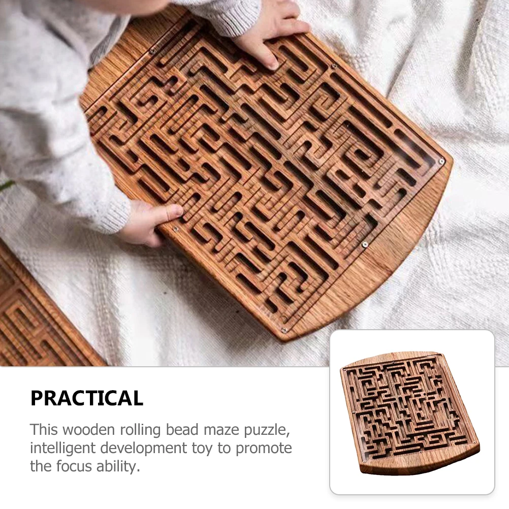 

Wooden Rolling Beads Maze Puzzle Brain Teasers Educational Toy Calming Sensory Pine Kids Development Intelligence Skills