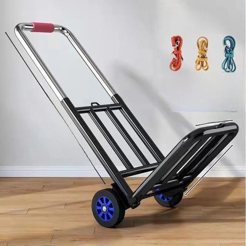 

Portable Hand-Pulled Shopping Cart Vegetable Buying Car Small Load King Household Use Foldable Rubber Wheel PU Home Storage