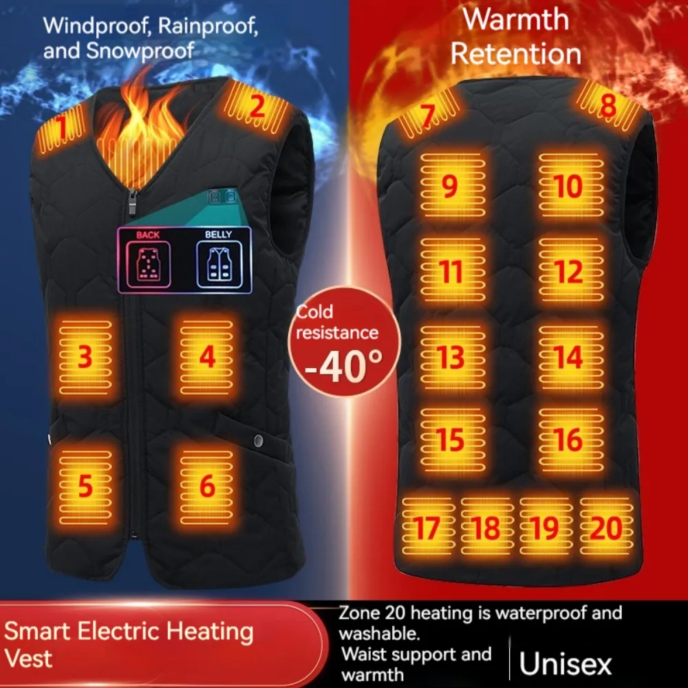 

Intelligent Temperature Control Heating Jacket Cotton Down Fill Electric Warm Coat 3 Heating Zones USB Powered Outdoor